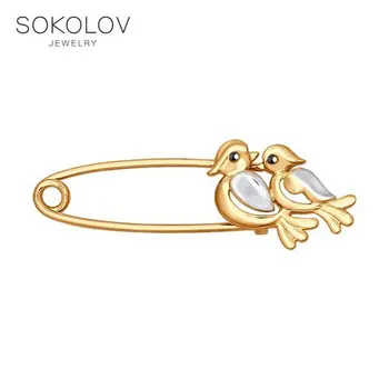 

SOKOLOV brooch of gold fashion jewelry 585 women's male