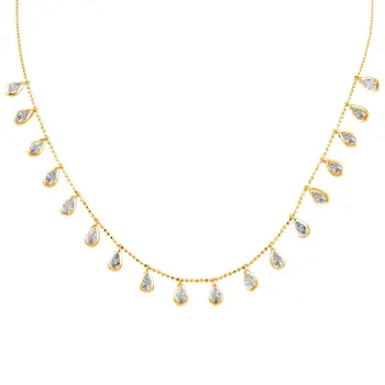 

Angemiel 925 Silver Dangle Drop Zircon Necklace-Gold Plated