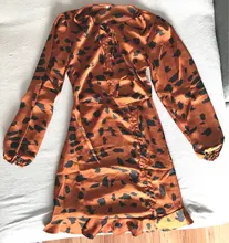 Short Dress Bow-Puff V-Neck Long-Sleeve Drawstring Ruffled Sexy Hollow-Out Mini Women