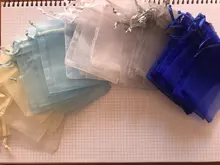 Bolsas con cordón de Organza para joyería, embalaje de joyería, regalos de boda, 22 colores, 5x7, 7x9, 9x12cm, 50 unids/lote