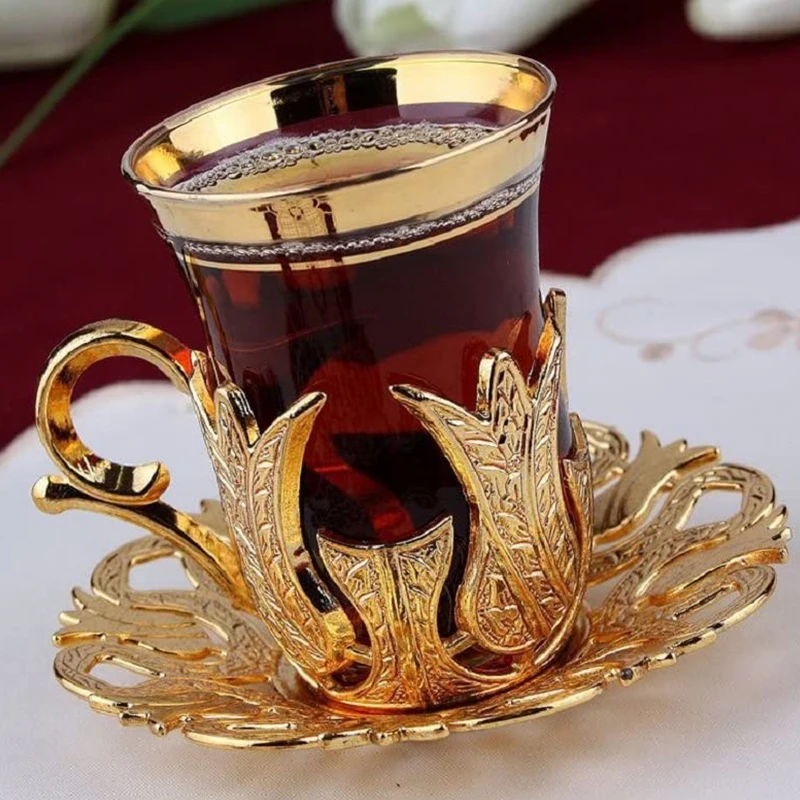 Tulip Hollow Metal Glass Turkish Tea Cups  Turkish Tea Turkish Tea Dishes  - Glass - Aliexpress