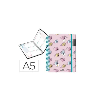 

School AGENDA led paper 20-21 FANTASIA DIN-A5 week view BILINGUE spiral model camera 6 units