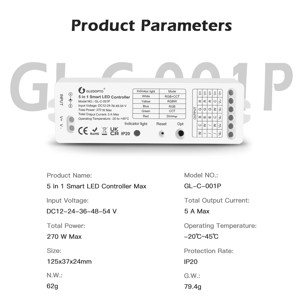 1 rgbcct rgbw wwcw dimmer apto para