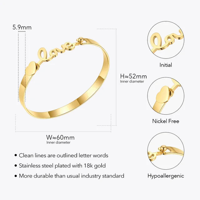 ENFASHION Stainless Steel Letter Bangle Gold Color Bracelet For Women Fashion Jewelry Initial Bracelets Set Pulseras Mujer B2271 2