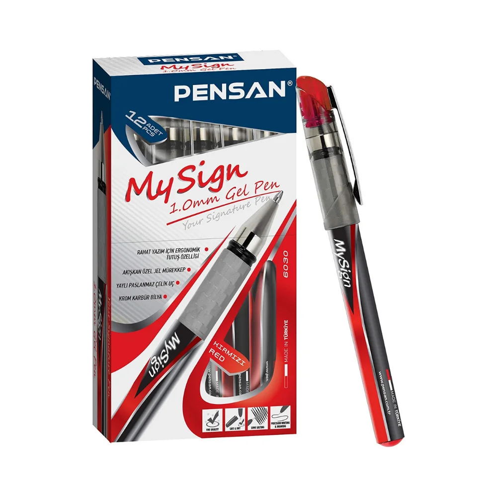 Pensan My Sign 1mm Gel Roller 12Pcs Pens Superior Quality Red Blue Black  Water Based Smooth Ink Signature Pen School Stationery - AliExpress