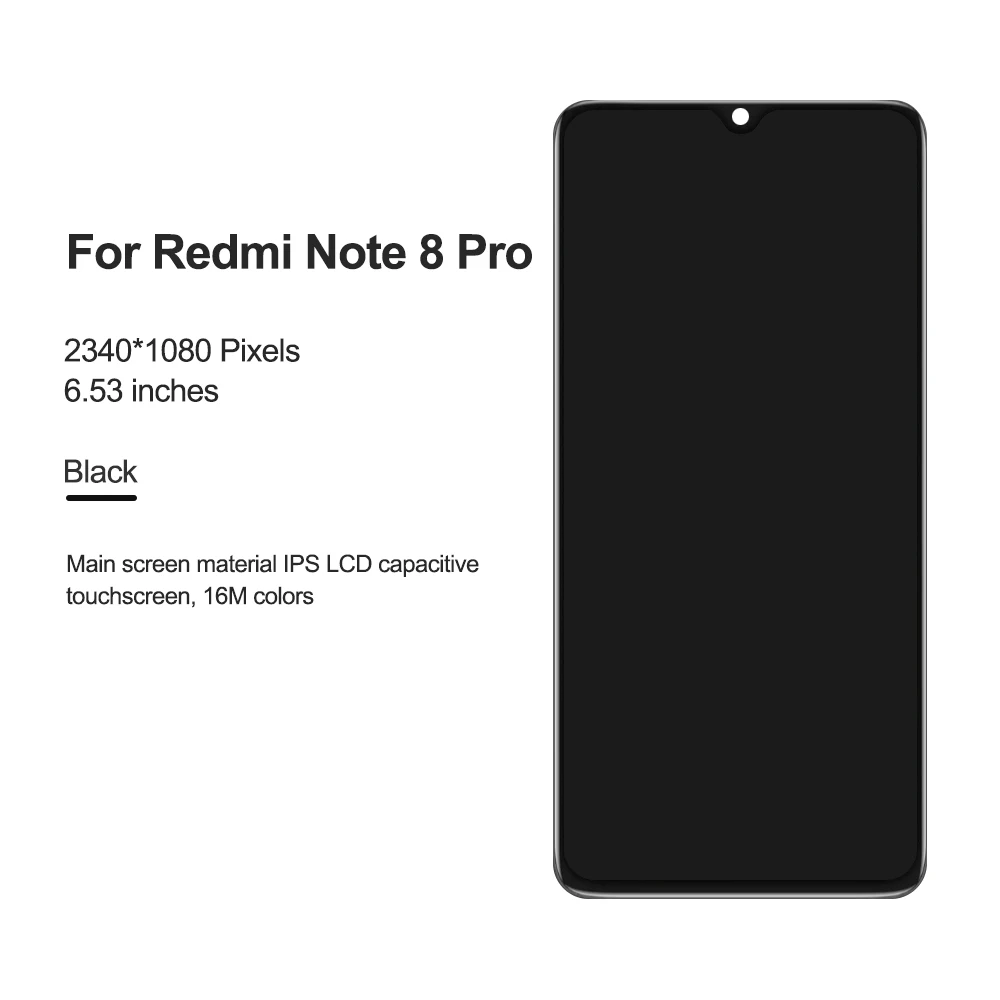 Для 6,5" Xiaomi Redmi Note 8 Pro ЖК-дисплей рамка+ сенсорный экран панель дигитайзер Замена для Redmi Note8 Pro