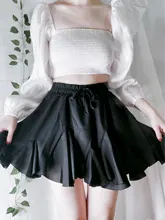 Surmiitro-Falda corta de gasa blanca y negra para mujer, Falda corta Coreana de cintura alta, plisada, Mini, estética, para verano, 2021