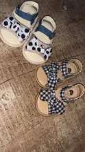 Sandalias de algodón a cuadros para niñas, zapatos bonitos de princesa para recién nacidos
