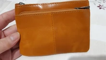 Mini Cartera de piel auténtica con cremallera para hombre y mujer, monedero pequeño y delgado de estilo Vintage