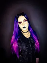 Wignee-Peluca de cabello sintético largo y liso para mujer, pelo de color púrpura ombré, parte media, fibra resistente al calor, para fiesta, paquete diario