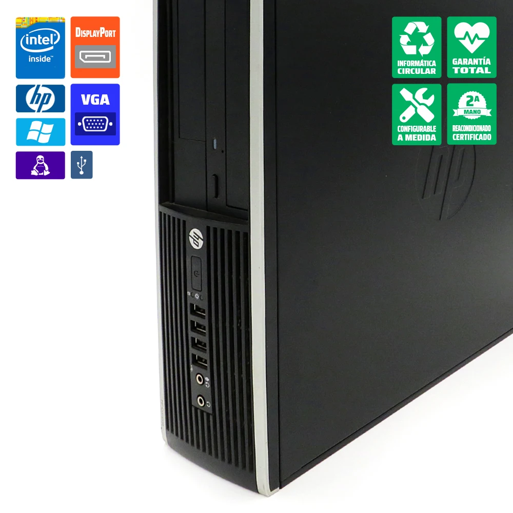PC sobremesa HP 8200 SFF reacondicionado i5-2400 HDD 250GB DVD Windows 10 Pro update
