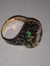 Joyería de estilo Retro dorado para mujer, anillo pintado a mano con aceite, joyería