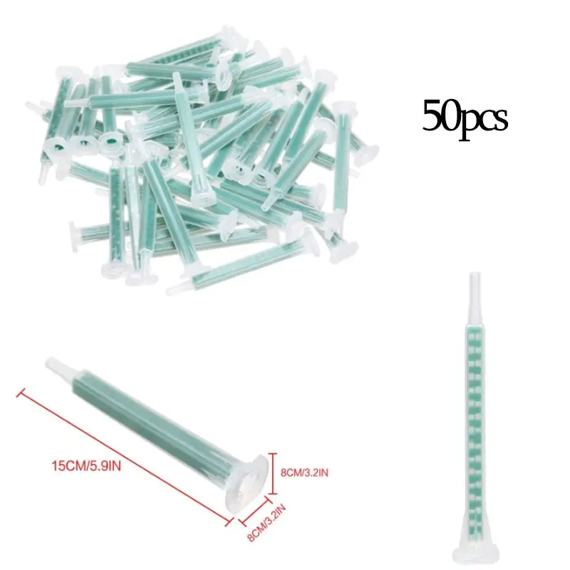 50 pcs AB glue mixing tube 83 green plastic resin static mixer for 50ml and 37ml double pack epoxy