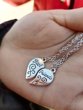 Chain Necklace Pendant Charm Stitching BFF Gift Best-Friend Female Fashion Animal Heart