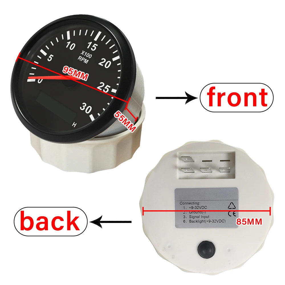 Universal Tachometer 85mm Car Boat Tacho Sensor Marine with Hourmeter 3000 4000 6000 8000 RPM Tachometer 12V/24V Red Backlight tachometer gauge engine tachometer tachometer meter
