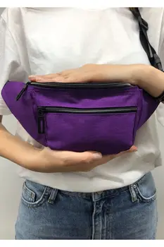

Fashion West Women's Purple Strappy Cross Shoulder and Waist Bag Zippered Closure Adjustable Strap Apparatus Daily Sports Bag
