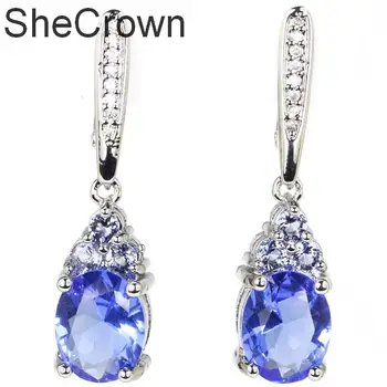 

Gorgeous Paris Blue Topaz, White CZ Ladies Gift Wedding 925 Silver Pendant 38x18mm