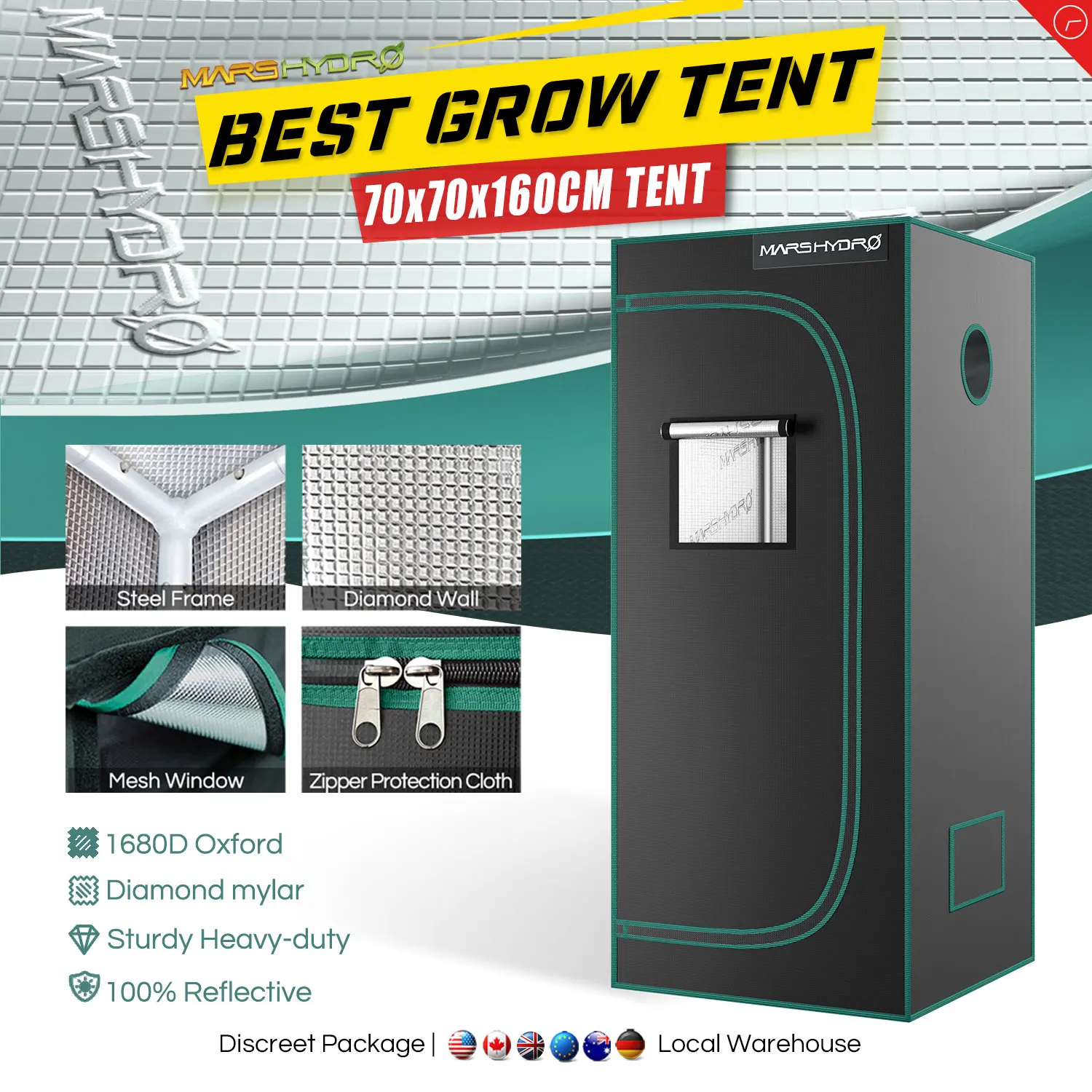 

Комнатная палатка для выращивания растений Марса, 1680D, 70x70x160 см, комната для выращивания растений, садовые теплицы