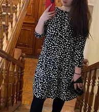 Print Dress Button Temperament Knee-Length Autumn Winter Women Casual New-Fashion A-Line