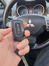 Funda de fibra de carbono para llave de coche, cubierta para MITSUBISHI OUTLANDER 3 Lancer 10 L200 ASX Colt Pajero sport ECLIPSE CROSS con llavero