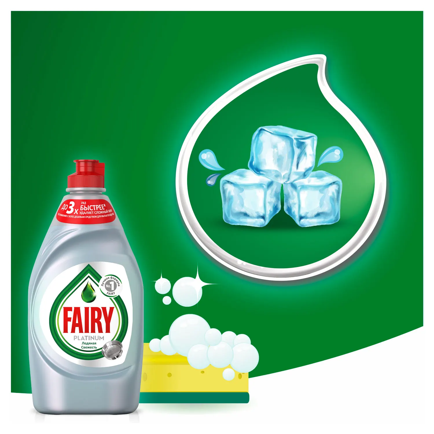 Средство для мытья посуды Fairy Platinum Ледяная свежесть 650 мл