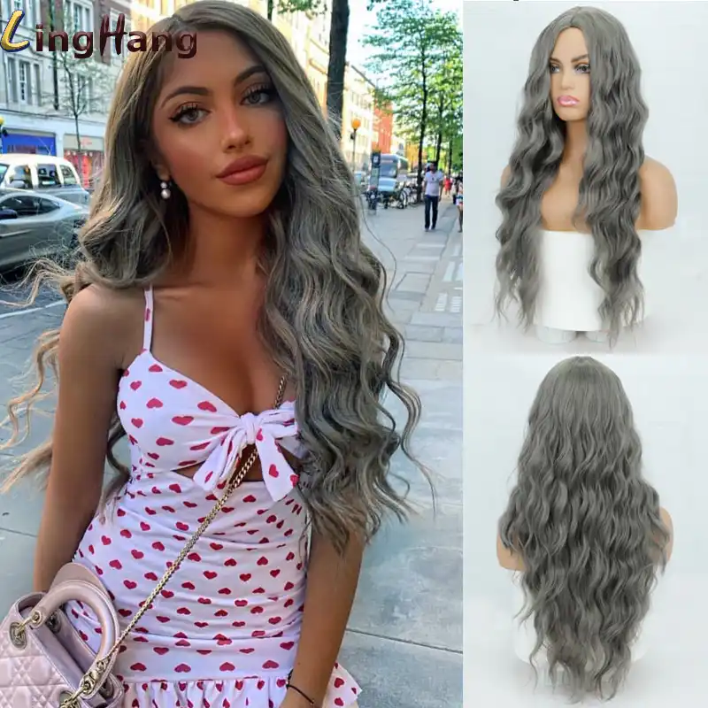 Ling Hang Dlinnye Vodnye Volny Pricheska Chistyj Krasnyj Chernyj Oranzhevyj Cvet Pariki Dlya Zhenshin Sinteticheskie Volosy Vysokaya Temperatura Volokna Aliekspress