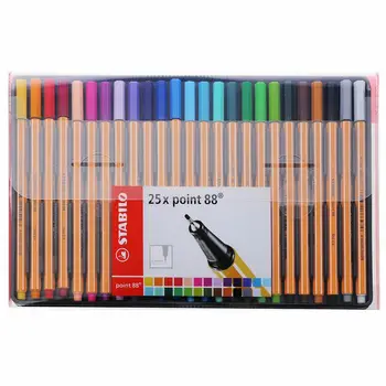 

STABILO Point 88 fineliner pen, fine tip, orange polypropylene body, assorted ink colors
