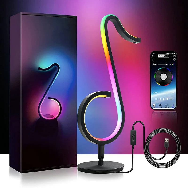 RGB Led Musical Note Night Light Bluetooth-Dimmable App Remote Controled Table Wall Lamp Coloful Lamp for Home Room Decoration home depot dinosaur light