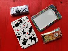 Ransitute-tarjetero para tarjetas bancarias R1504 de gato negro, tarjetero para tarjetas de crédito bancarias, soporte para tarjetas de identificación de autobús