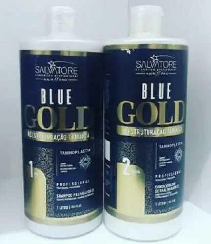 Blauw Goud Systeem Tanino Haar Herstructurering Behandeling Kit 2x1L - Salvatore