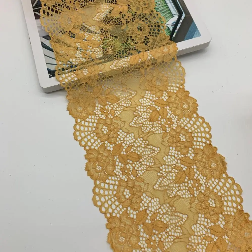 

3y/lot Width 17.50cm Floral Stretch Lace Trims Orang For Clothing Accessories Dress Sewing Applique Costume Lace Fabrics Bra