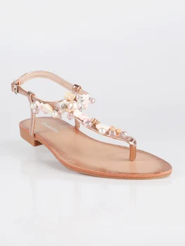 

FLOWERS & PLUGS with shell-Rose Antique satin Sandals