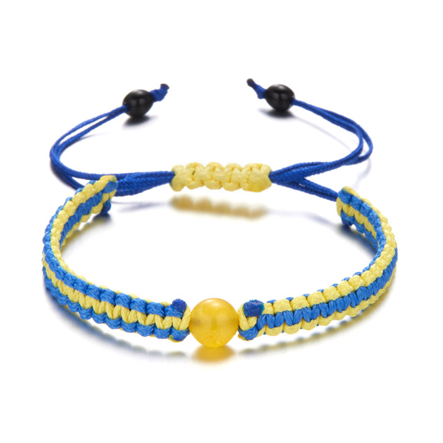 Trendy Ukraine National Flag Bracelets Handmade Natural Stone Beads Bracelet Yellow Blue Ukrainian Flag Patriotism Pride