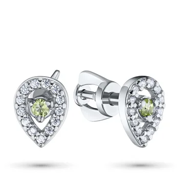 

Silver earrings with хризолитом and cubic zirconia 203770-012-0019