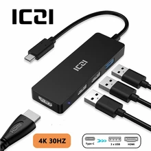 ICZI 4K USB C к HDMI USB 3,0 2,0 портов адаптер type C к HDMI конвертер концентратор для ноутбука Macbook Pro samsung S9 huawei mate 20