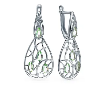 

Silver earrings with cubic zirconia and празиолитами sunlight sample 925