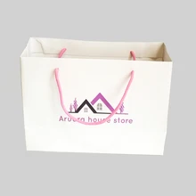 500 шт./лот многоразовые бумажные хозяйственные сумки с логотипом на заказ роскошные белые бумажные сумки для бутиков/часов/подарков