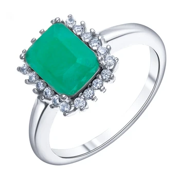 

Ring of silver with cubic zirconia and Emerald Nat. (o)