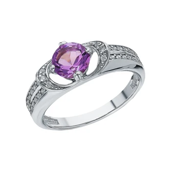 

Silver ring with amethyst and cubic zirconia sunlight sample 925