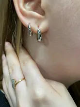 ANENJERY-pendientes de arco circular de Plata de Ley 925, joyería Retro Simple, regalo de San Valentín para pareja, S-E1373 al por mayor