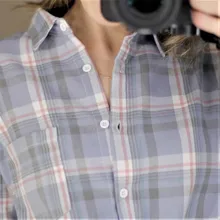 KarSaNy Boyfriend Oversized Shirt Plaid For Women Blouses And Tops Spring Loose Plaid