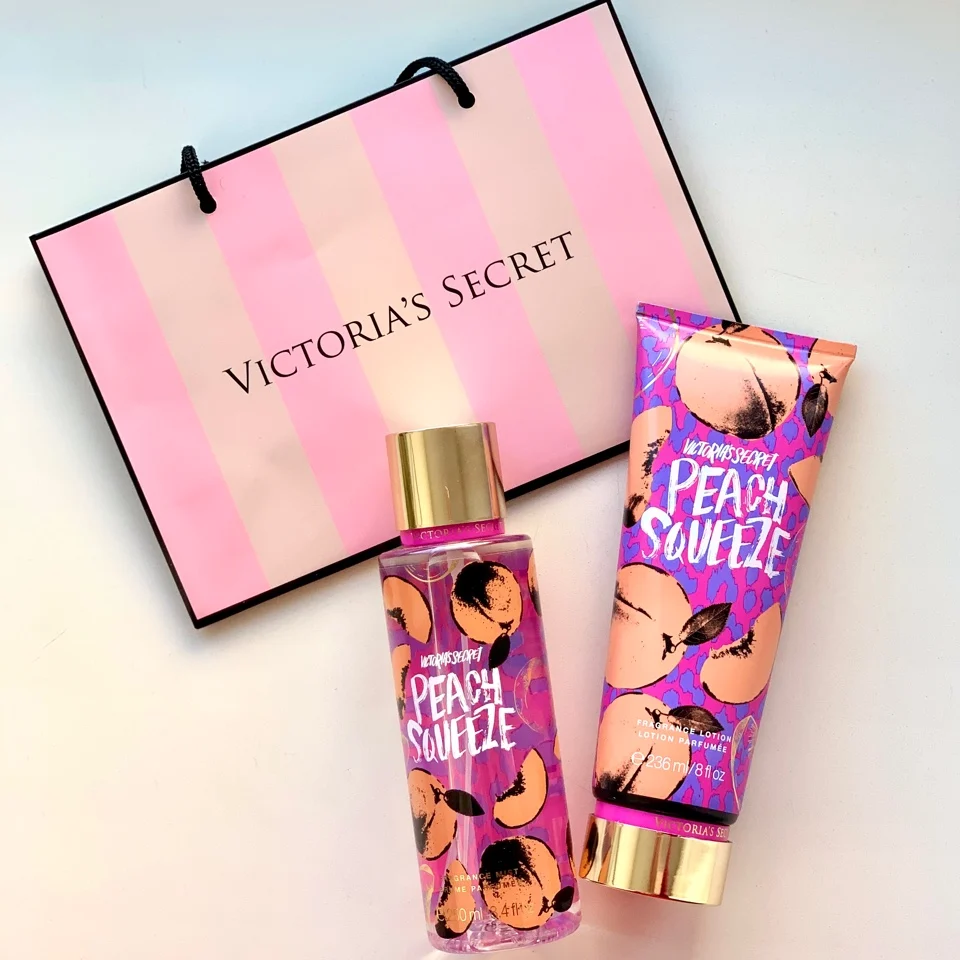 Victoria's Secret Perfume Set, Peach Sqveeze, Body Lotion And Spray