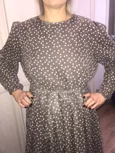 Women Summer Spring-Dress Vestidos A-Line Long-Sleeve Dot Print Midi Chiffon S.FLAVOR