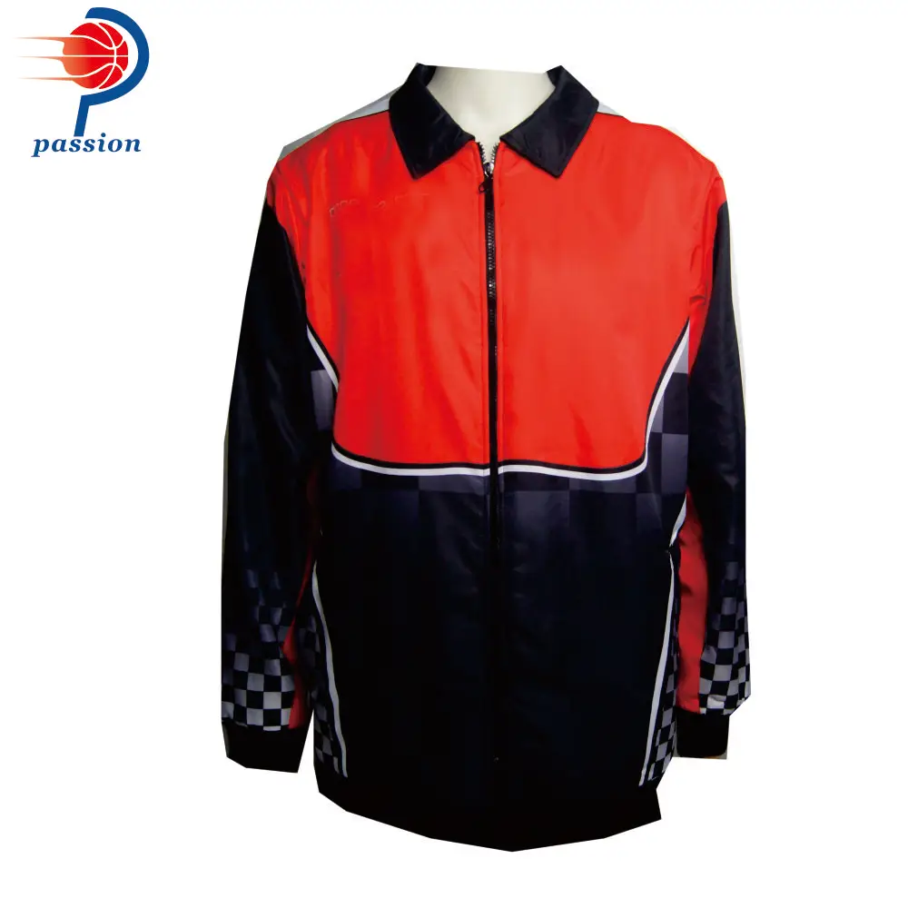 MOQ 5pcs $38 each Waterproof Fully Invisible Zipper-Up Crew Racing Jackets with Designs