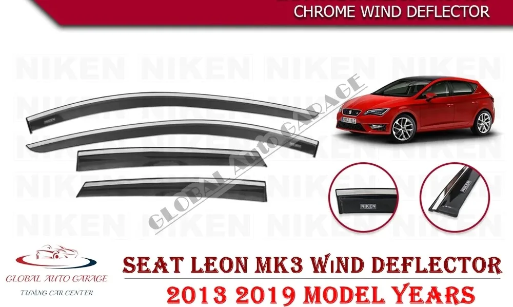 For SEAT LEON MK3 FR 5F Chrome Rain Wind Deflector 2013 2014 2015 2016