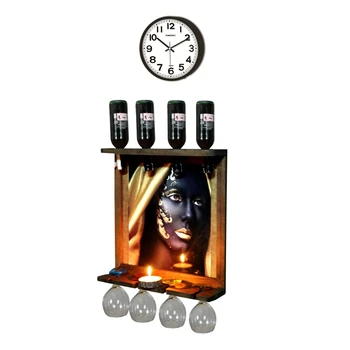 

Wall Clock Wall Art Picture Wooden Wine Rack Bottle Organizer Holders Beer Whiskey Bottle Bar Home Party Kitchen Salon Accessory