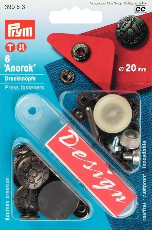 Buttons anorak with 20mm design, 6 PCs Prym 390513