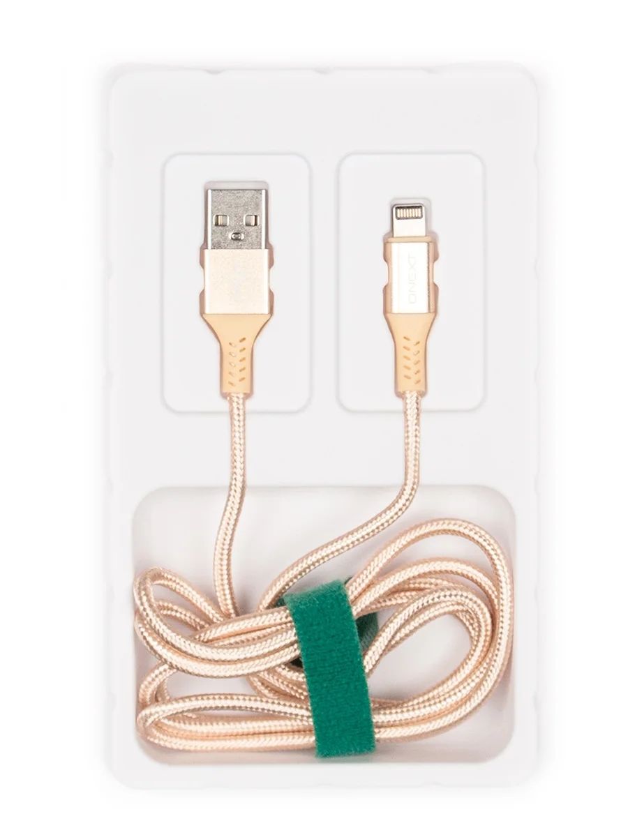 Date cable ONEXT 8-pin(Apple Lightning-USB-A, 1,2 m nylon gold