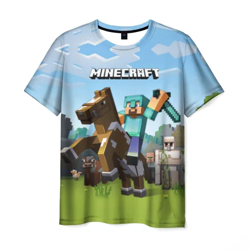 Мужская футболка 3D Minecraft на коне | одежда