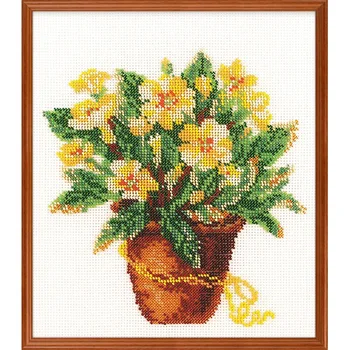 

Set for embroidery. "Rainbow beads" with printed pattern №04 in-128 "Primrose" 24x26 cm